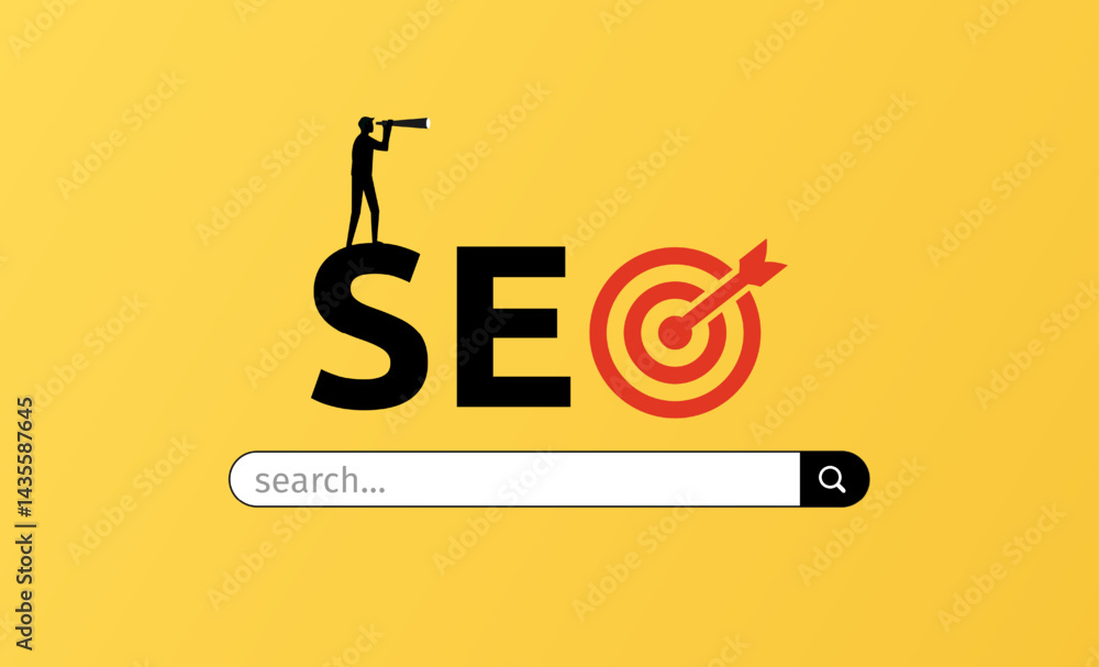 Poster seo search engine optimization for internet websites content to improve website's visibility and ran