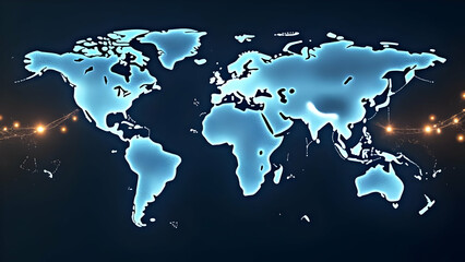 Glowing AI Circuits and Container Ship on World Map for Global Logistics