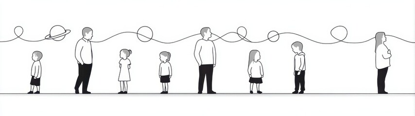 Children's Mental Health Week Illustrating Emotional Journeys through Line Art Visuals and Double Exposure Techniques