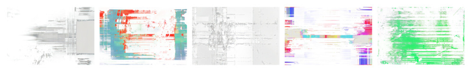 Fototapeta premium PNG Abstract digital glitch art, element set on transparent background