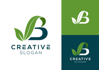 Letter B with leaf elements logo design for natural © fajarcome