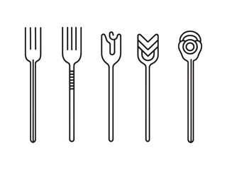 Fine Dining Fork line art icon luxury dining tool