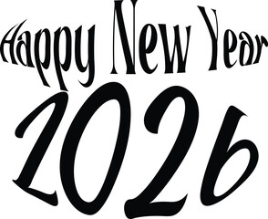 Happy New Year 2026 - Stylish Typography Design