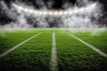 Obraz premium Empty stadium, smoky field