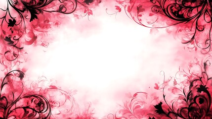 Pink floral frame with grunge texture.