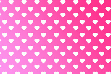 Simplisitc, repeating white to pink gradient heart pattern on pink gradient background 