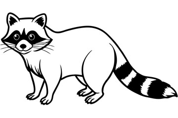 Raccoon vector illustration and white background