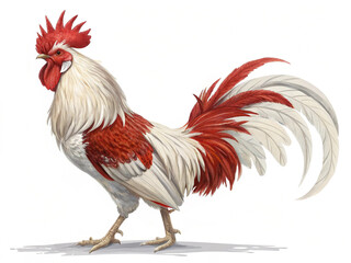 Fototapeta premium Beautiful rooster red white on transparent background png