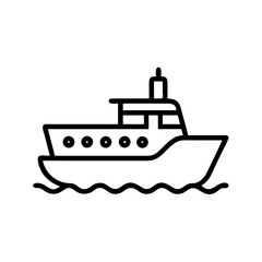 Obraz premium Tugboat illustration sailing on water in minimalistic style 