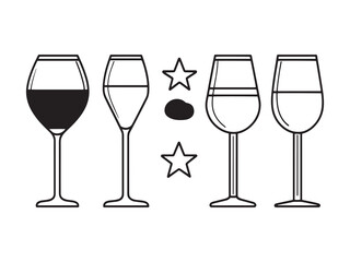 Five-Star Restaurant Menu Line Art Icon Drawing