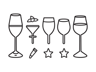 Five-Star Restaurant Menu Line Art Icon Design