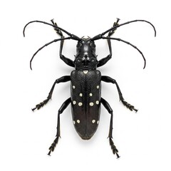 asian beetle macro, longhorn beetle closeup, anoplophora glabripennis macro, black beetle, white spots beetle, maple tree pest