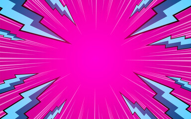 Empty comic cartoon thunder flash background. vector illustration