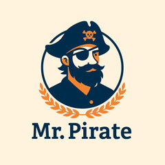 Pirate Captain Character Wearing Hat and Eye Patch in Emblem