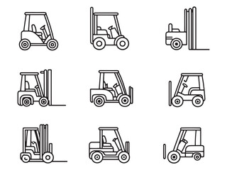 Forklift line art icon industrial vehicle outline drawing
