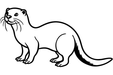Otter vector illustration line art and white background