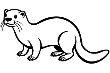 Otter vector illustration line art and white background