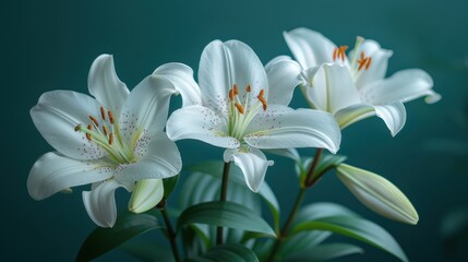 Elegant white lilies in minimal background