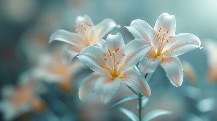 Fototapeta premium Elegant white lilies in minimal background