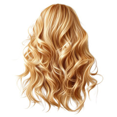 Naklejka premium Cascading honey blonde curls, a portrait of flowing beauty with detailed texture on an isolated display