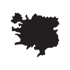 Map Silhouette Vector Illustration, Solid White Background.