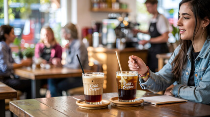 The cafe buzzed with customers sipping on their refreshing cold brew coffees.