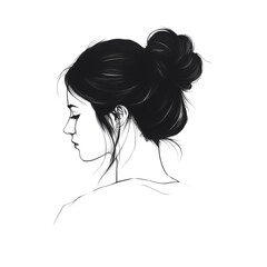 Naklejka premium Elegant sketch of a woman's silhouette, showcasing delicate lines and subtle shading on isolated clear space