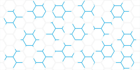 Fototapeta premium Abstract blue hexagonal pattern with a seamless geometric design and metallic texture