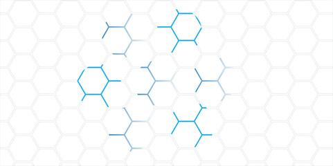 Fototapeta premium Abstract blue hexagonal pattern with geometric honeycomb design and 3D metal texture