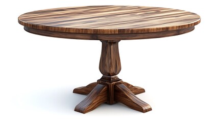 Wooden round table isolated on white background.