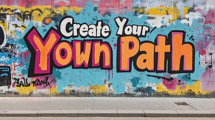 Colorful urban wall art with motivational message.