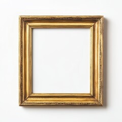 Empty gilded picture frame against a plain background.