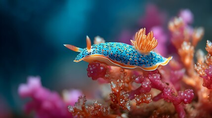 Underwater photography of colorful nudibranch on coral reef ocean conservation focus vibrant undersea scene