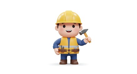 cartoon worker construction  with safety uniform in labour day