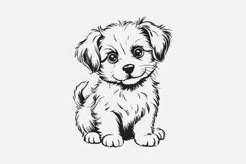 puppy dog silhouette illustration vector