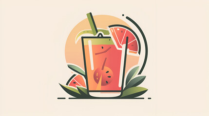 Summer Cute Emblem Logo with Fun, Bright, and Tropical Elements