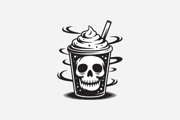 skull milkshake illustration  vector