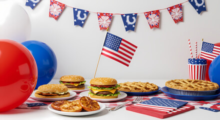 Obraz premium 4th of July Food and Decorations: Patriotic BBQ Feast