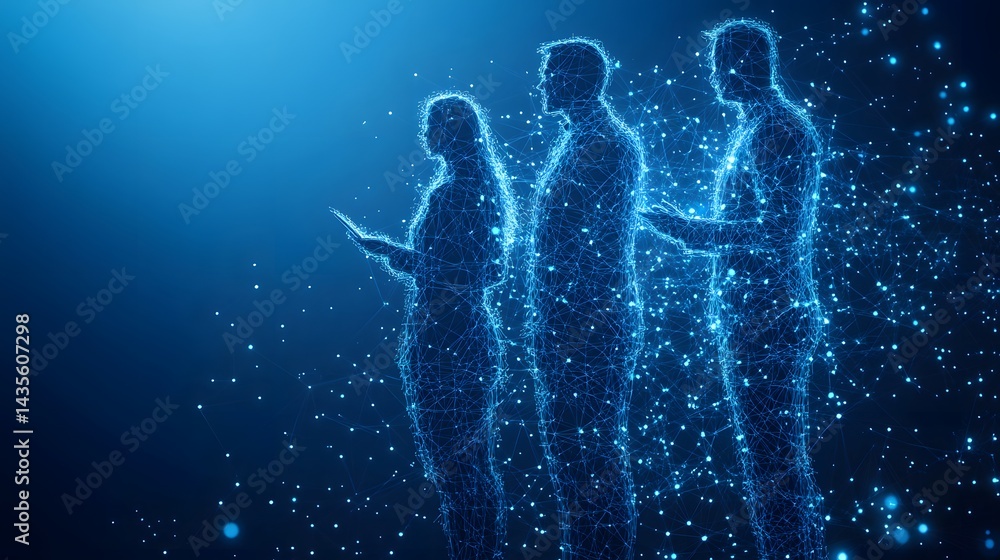 Leinwandbilder digital connectivity comes alive with these wireframe figures, representing modern communication and
