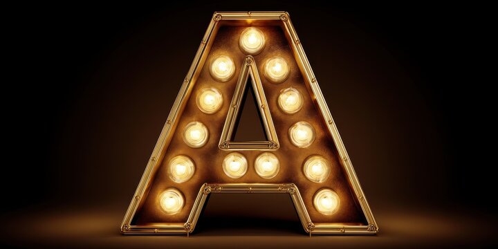 Vintage Gold Marquee Alphabet with Warm Lighting for Captivating Logos and Sale Banners