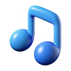 Blue musical note symbol rendering on white background