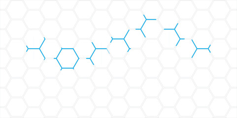 Abstract blue hexagon background displays a seamless honeycomb pattern with a metallic texture and geometric hexagonal shapes
