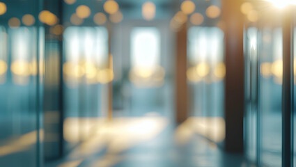 Blurred Hallway with Glass and Sunlight