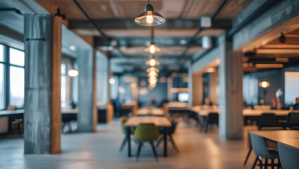 Coworking Blur with Industrial Lights