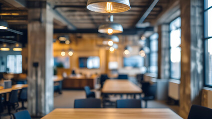 Coworking Blur with Industrial Lights
