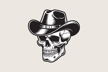 cowboy skull illustration  vector