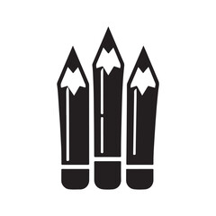 Pencil Silhouette Vector Illustration, Solid White Background.