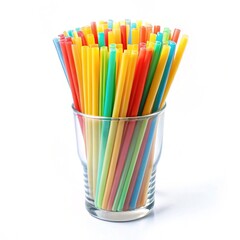 colored straws in glass