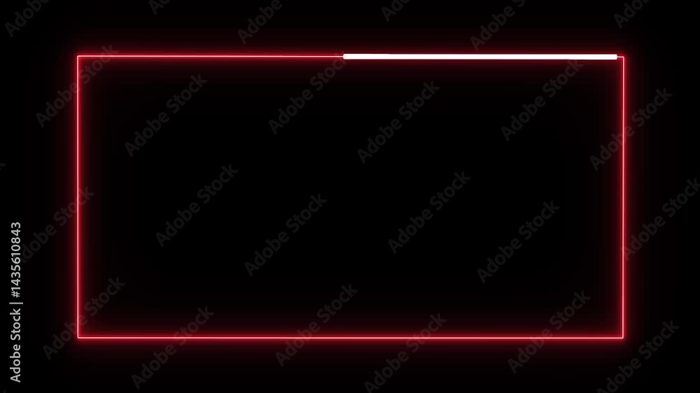 Poster red effect neon glowing frame background. repetitive motion animation and flashing. bright neon ligh