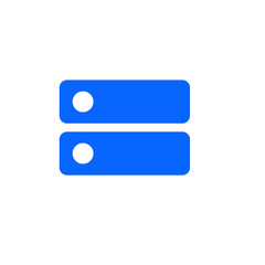 Fototapeta premium Minimal blue server icon symbolizing data storage, cloud computing, and hosting.